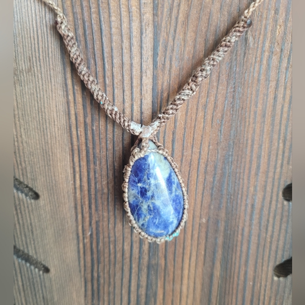 Macrame Blue Stone Necklace